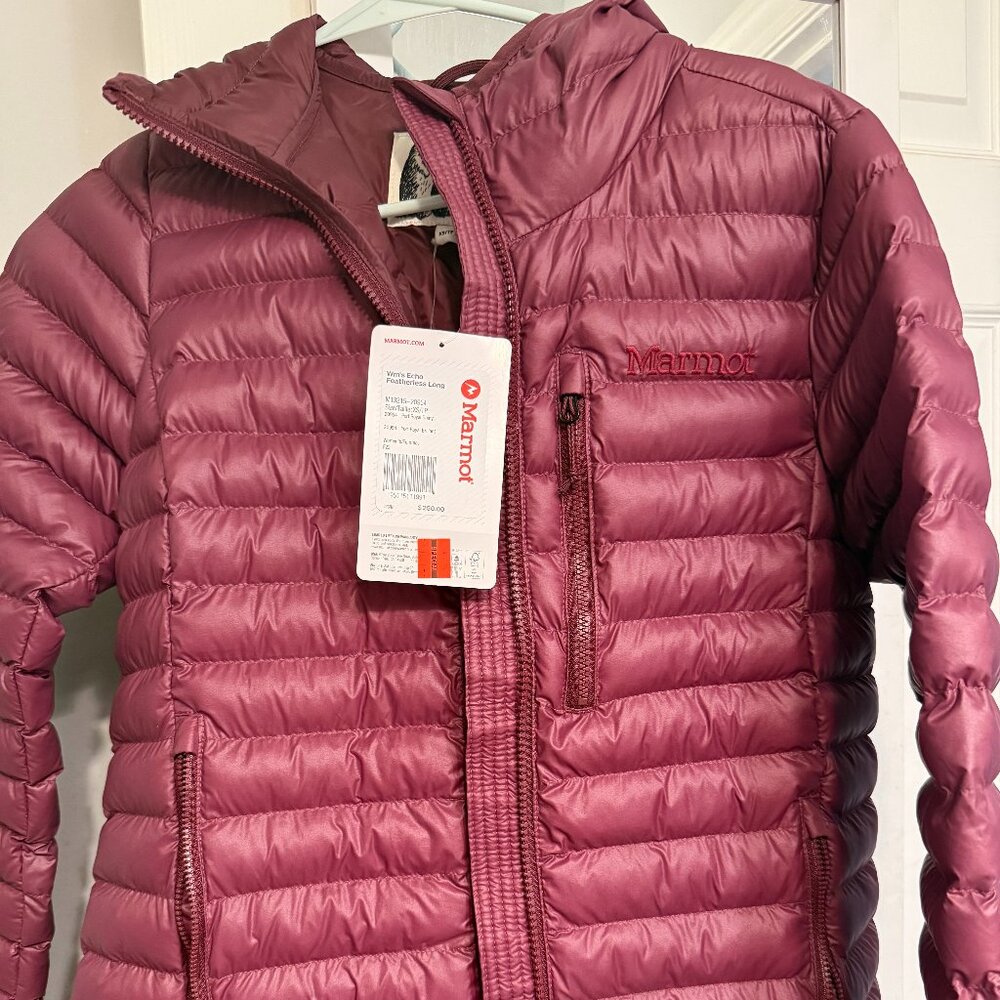 NWT *Marmot* Echo Featherless Hooded Parka  | "Port Royal Shiny" Burgundy | XS - Picture 6 of 9
